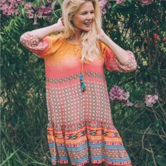 Beautiful Tanvi Kedia Printed Boho Dress XS - Picture 2 of 10